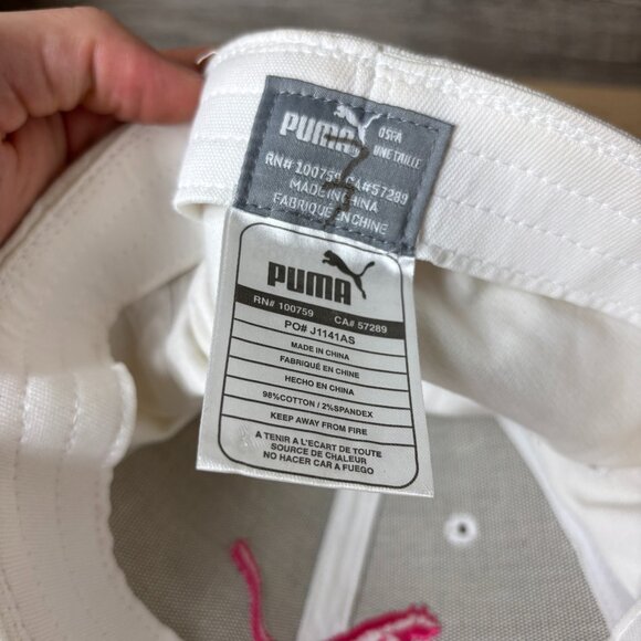 Puma Hat Cap Fitted One Size White Pink Performance Golf - Picture 8 of 9